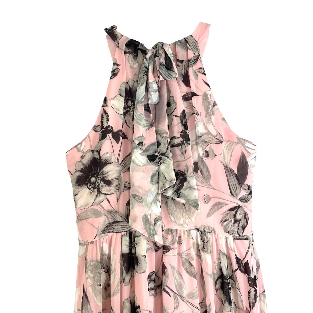 Eliza J floral halter chiffon maxi gown dress Sz 10 - Picture 6 of 11